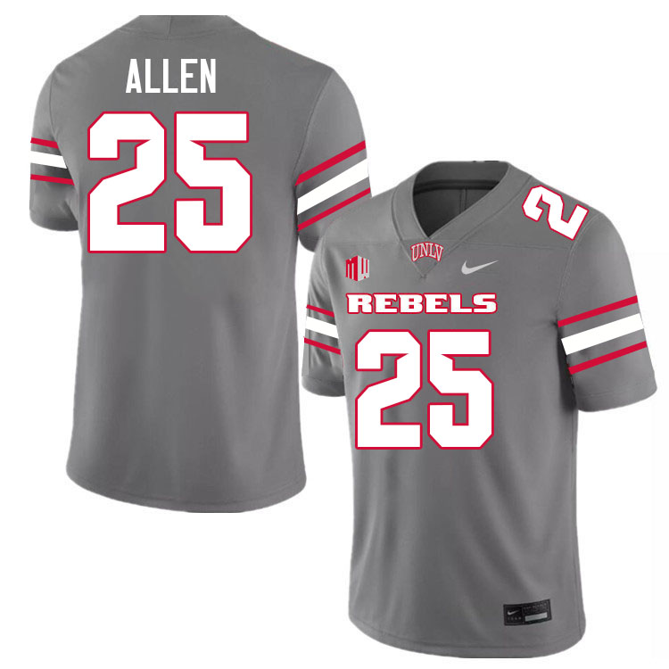 Men #25 Jaylen Allen UNLV Rebels College Football Jerseys Stitched-Grey